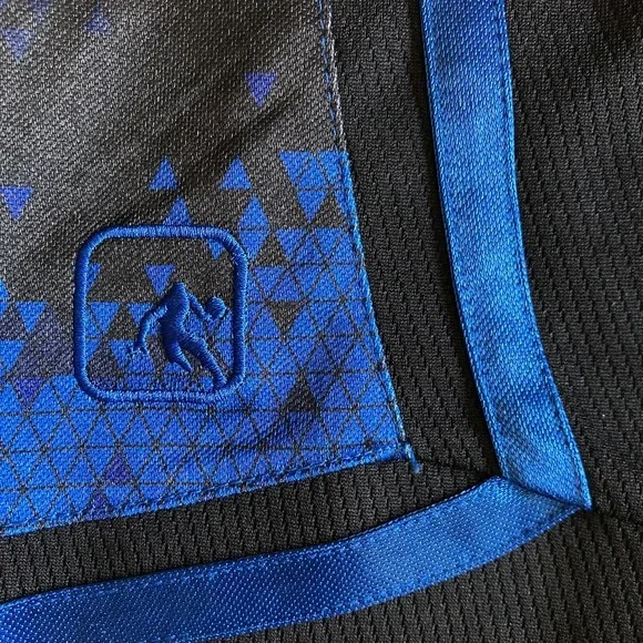 And1 Mens Small Basketball Shorts Silky Shiny Dazzle Blue Black Geometric Pocket - Picture 5 of 14